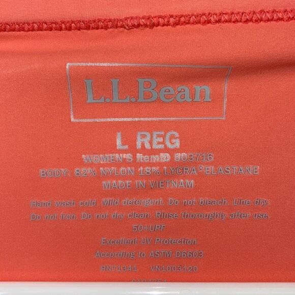 L.L. Bean Rash guard 1/4 Quarter Zip Jersey Shirt Top Size Large Coral/White - Picture 4 of 6